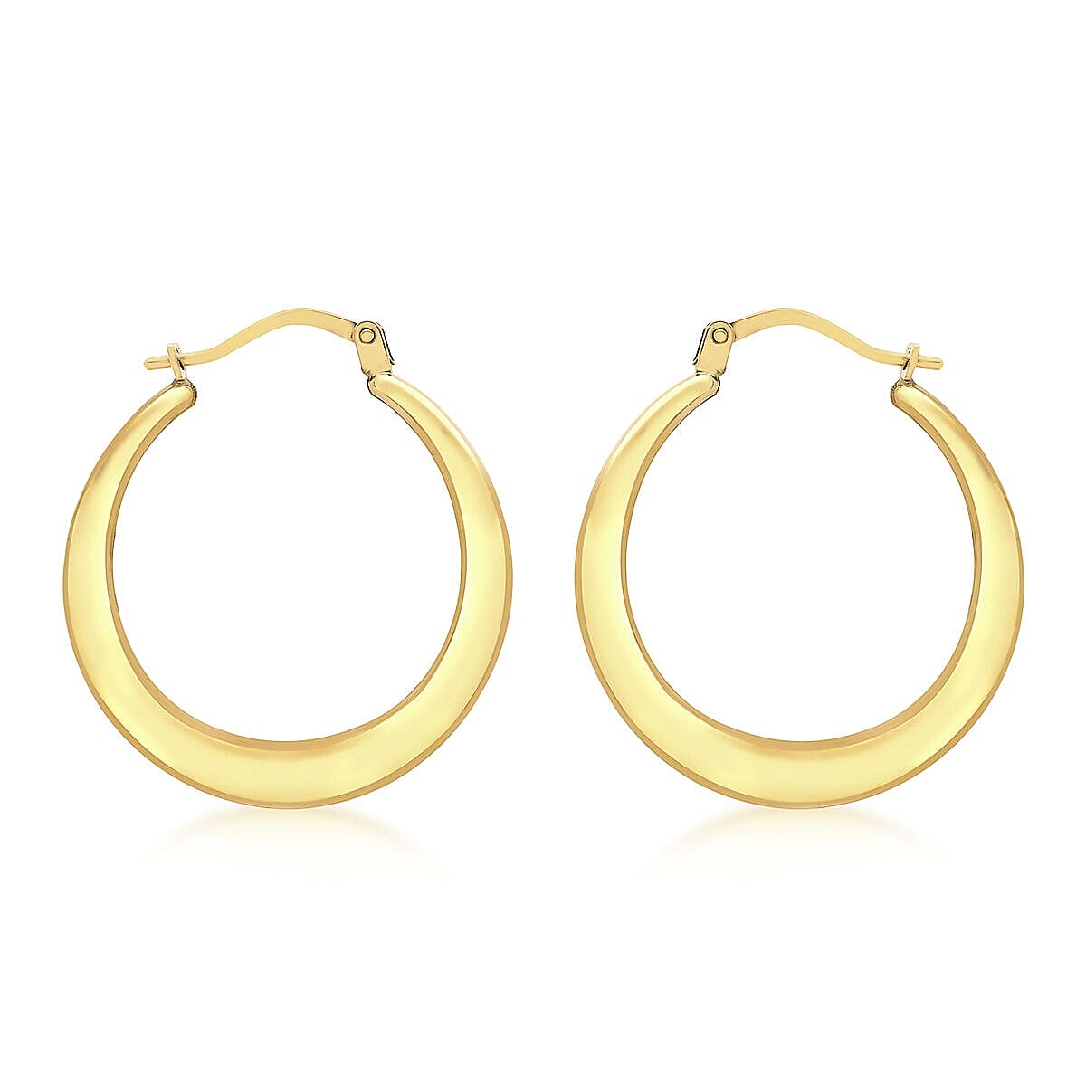 9K Yellow Gold 24mm Flat Round Creole Earrings 7338082 0