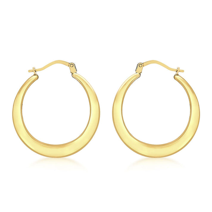 9K Yellow Gold 24mm Flat Round Creole Earrings 7338082 1
