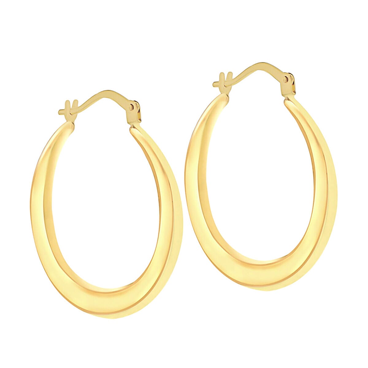 9K Yellow Gold 24mm Flat Round Creole Earrings 7338082 1