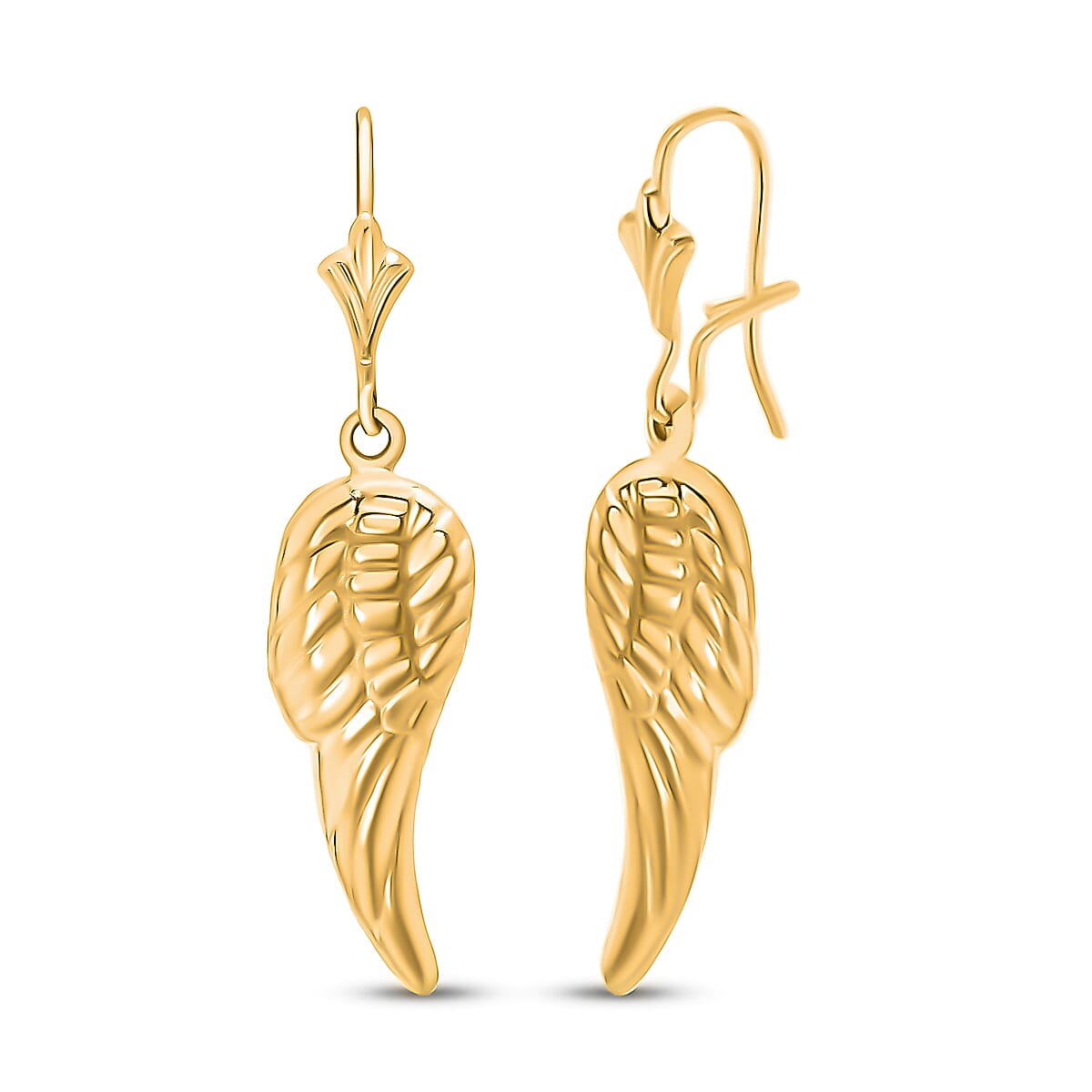 9K Yellow Gold 8MM X 22MM Angel Wing Drop Earrings 1.2 grams 7488824 0