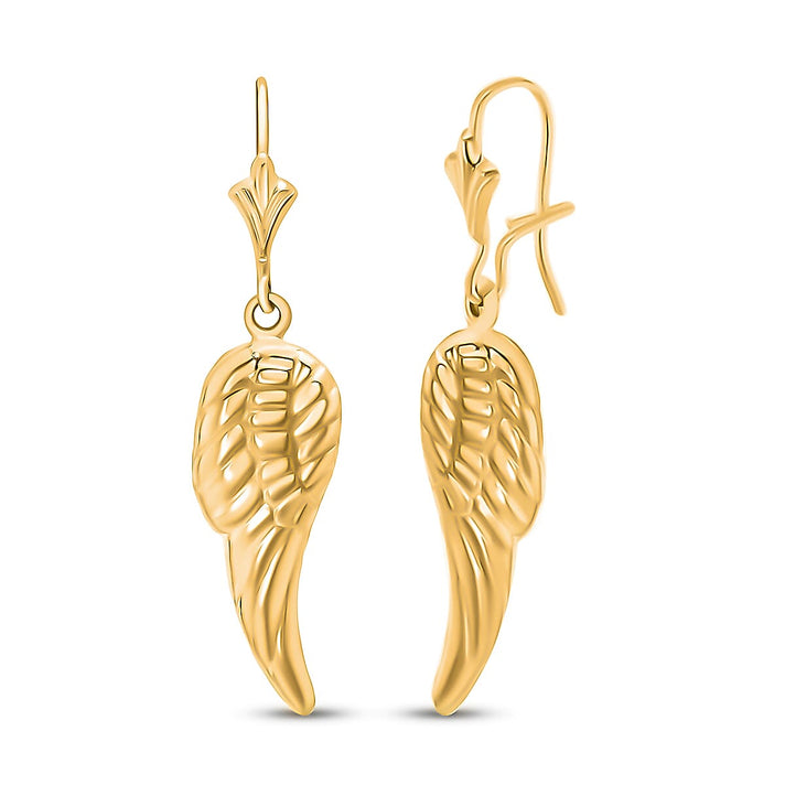 9K Yellow Gold 8MM X 22MM Angel Wing Drop Earrings 1.2 grams 7488824 1