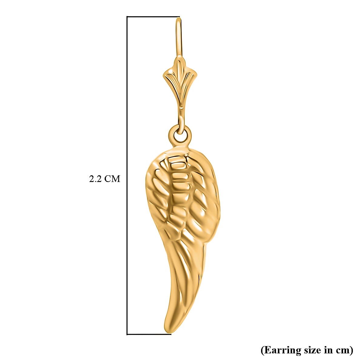 9K Yellow Gold 8MM X 22MM Angel Wing Drop Earrings 1.2 grams 7488824 3