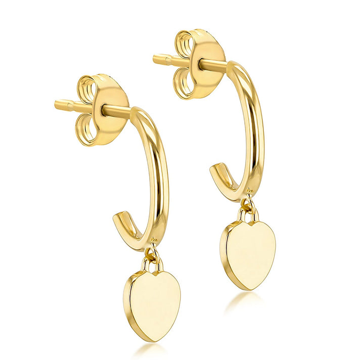 Heart Drop Stud Earrings 9K Yellow Gold 7567540 1