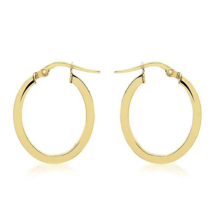 9K Yellow Gold 18mm x 21mm Oval Hoop Creole Earrings 7337845 1