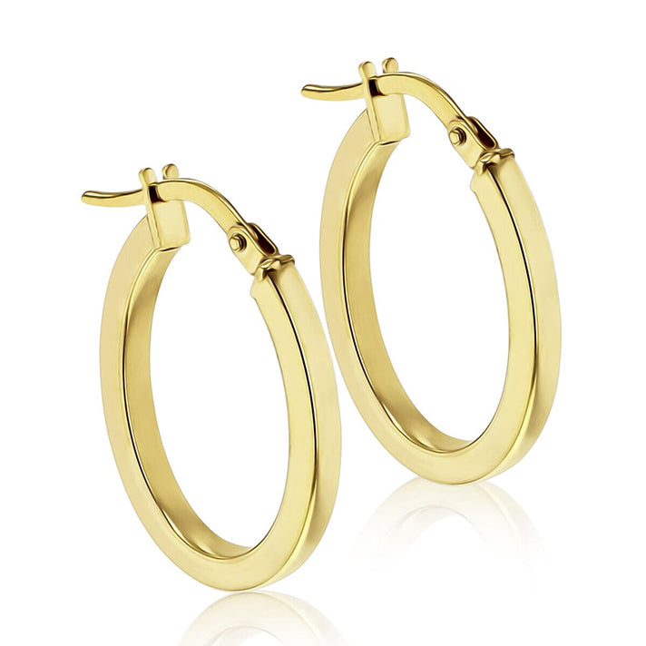 9K Yellow Gold 18mm x 21mm Oval Hoop Creole Earrings 7337845 2