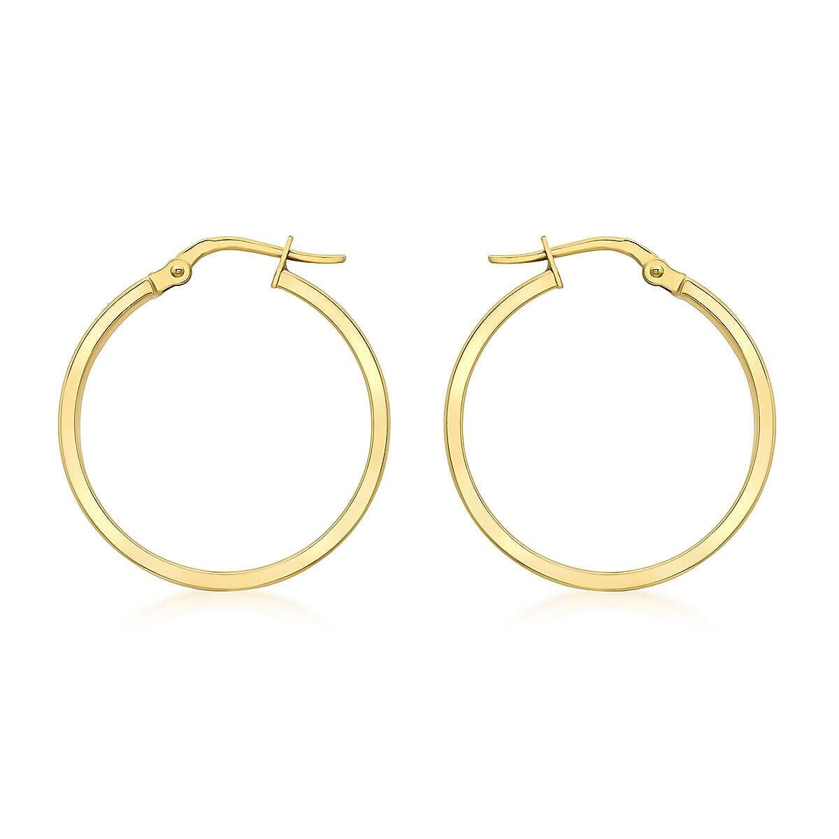 9K Yellow Gold 3mm Rectangular Tube 23.5mm Polished Hoop Creole Earrings 7337865 0
