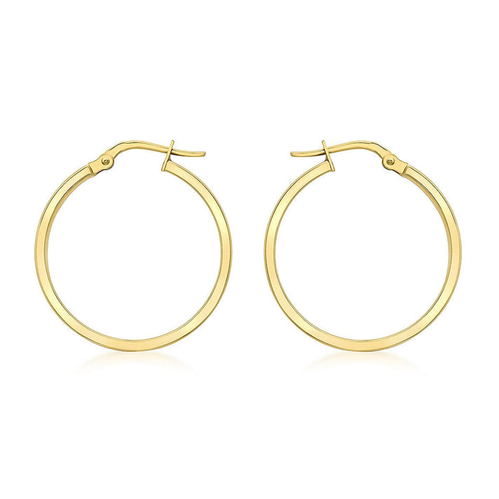 9K Yellow Gold 3mm Rectangular Tube 23.5mm Polished Hoop Creole Earrings 7337865 1