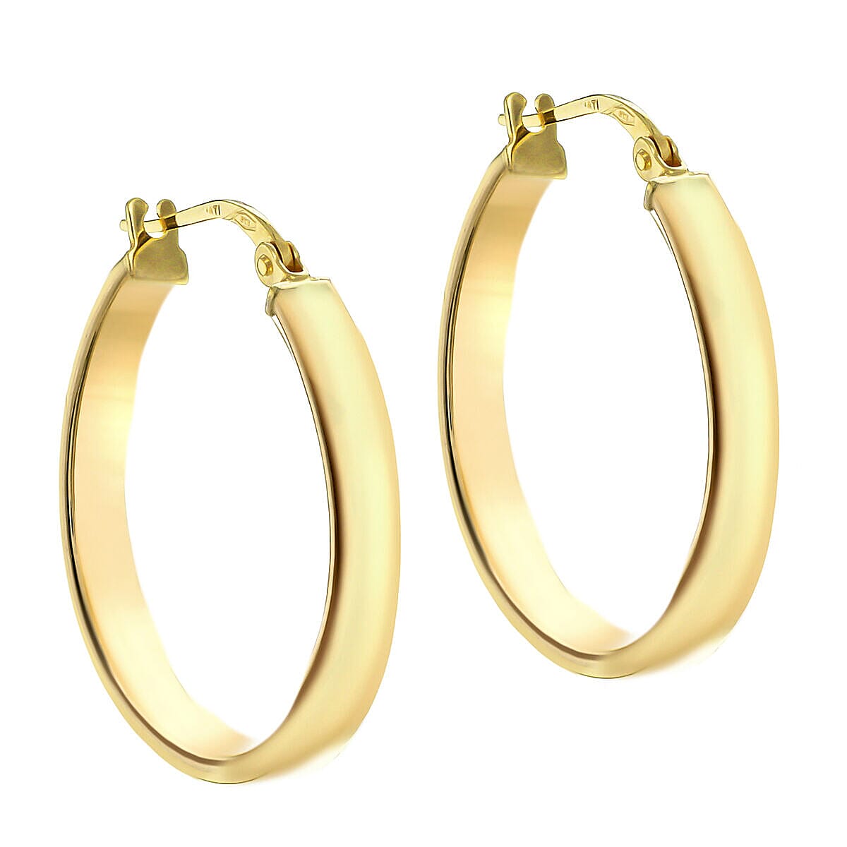9K Yellow Gold 3mm Rectangular Tube 23.5mm Polished Hoop Creole Earrings 7337865 1