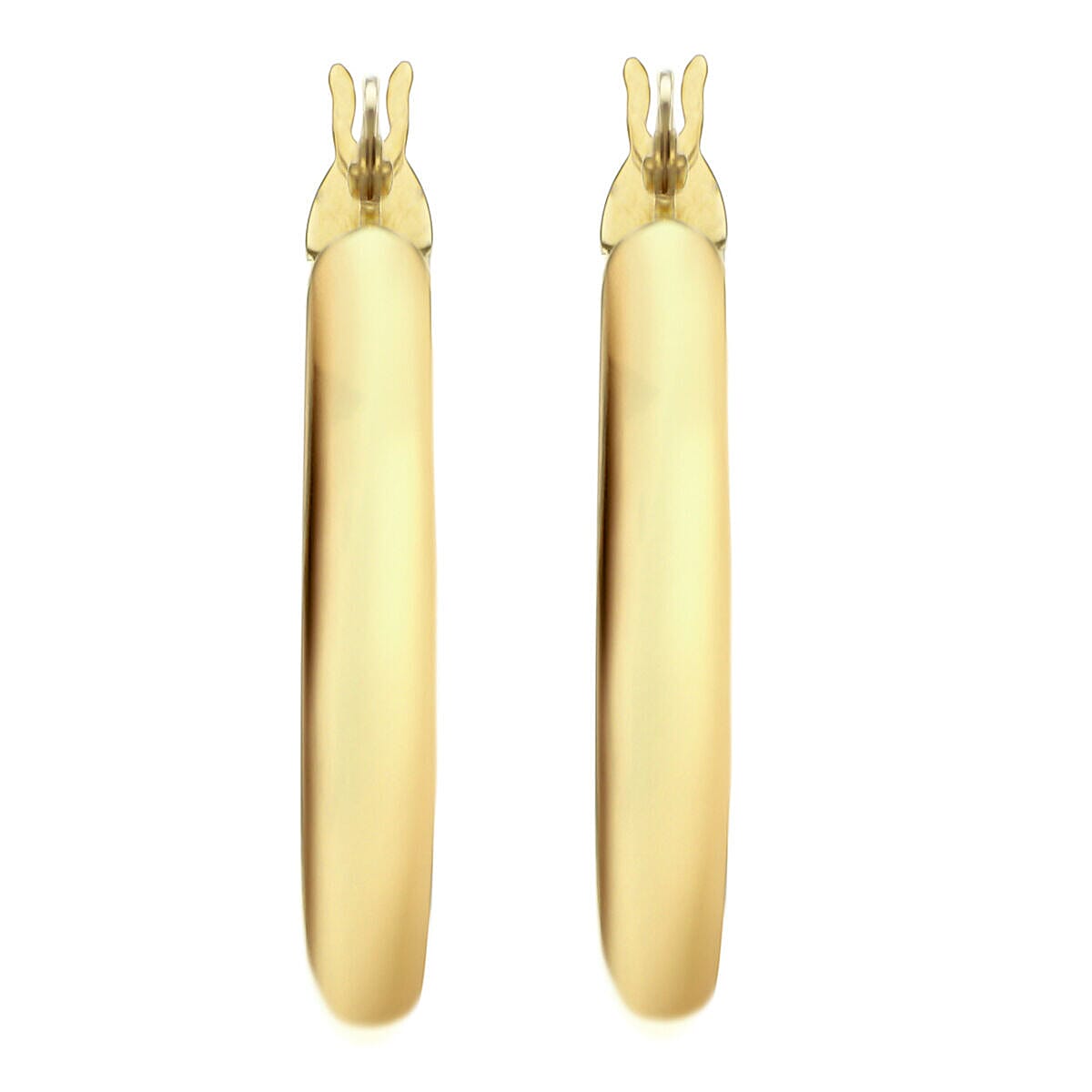9K Yellow Gold 3mm Rectangular Tube 23.5mm Polished Hoop Creole Earrings 7337865 2