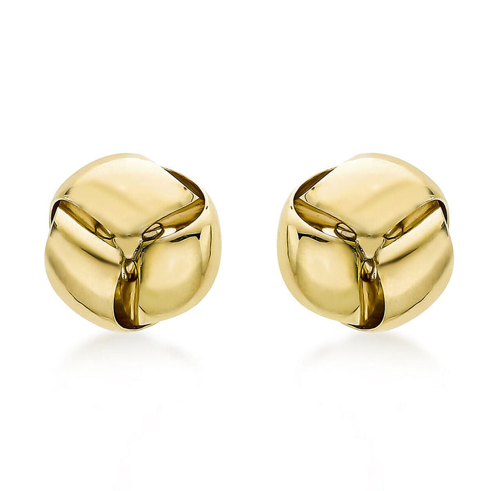 9K Yellow Gold 9mm Knot Stud Earrings 7338468 1