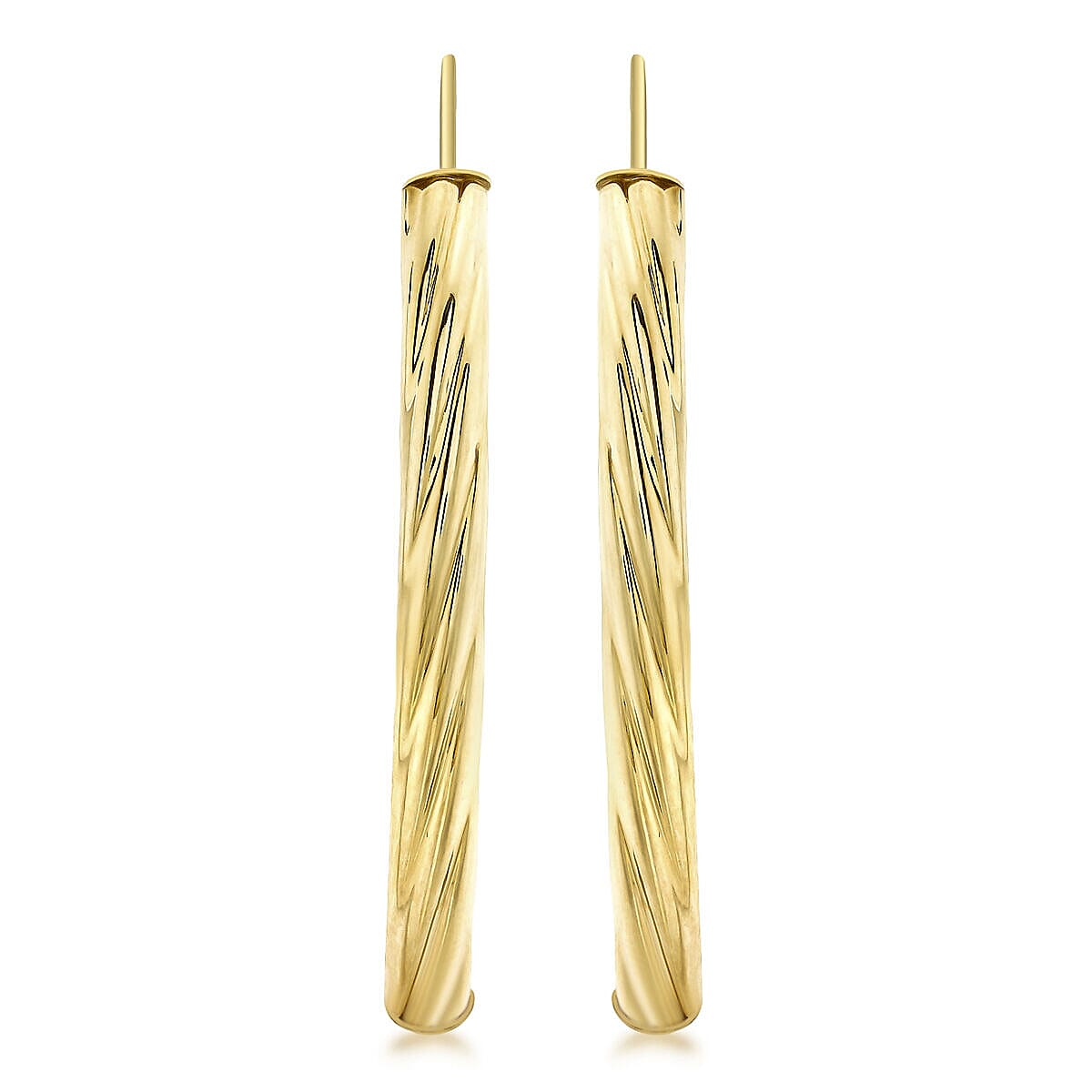9K Yellow Gold 4mm x 40mm Twist Bar Drop Earrings 7340998 0