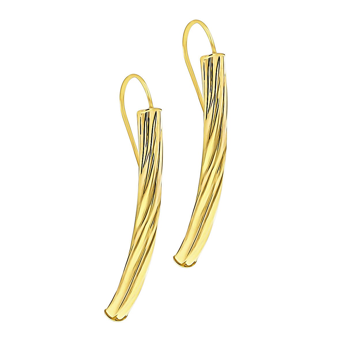 9K Yellow Gold 4mm x 40mm Twist Bar Drop Earrings 7340998 1