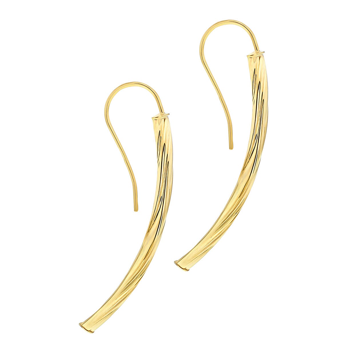 9K Yellow Gold 4mm x 40mm Twist Bar Drop Earrings 7340998 2