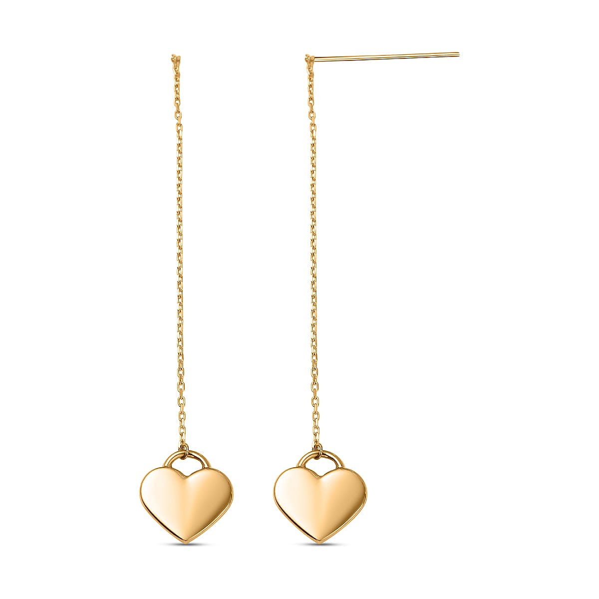 Hatton Garden Closeout -9K Yellow Gold Dangle Heart Earrings 7756970 0