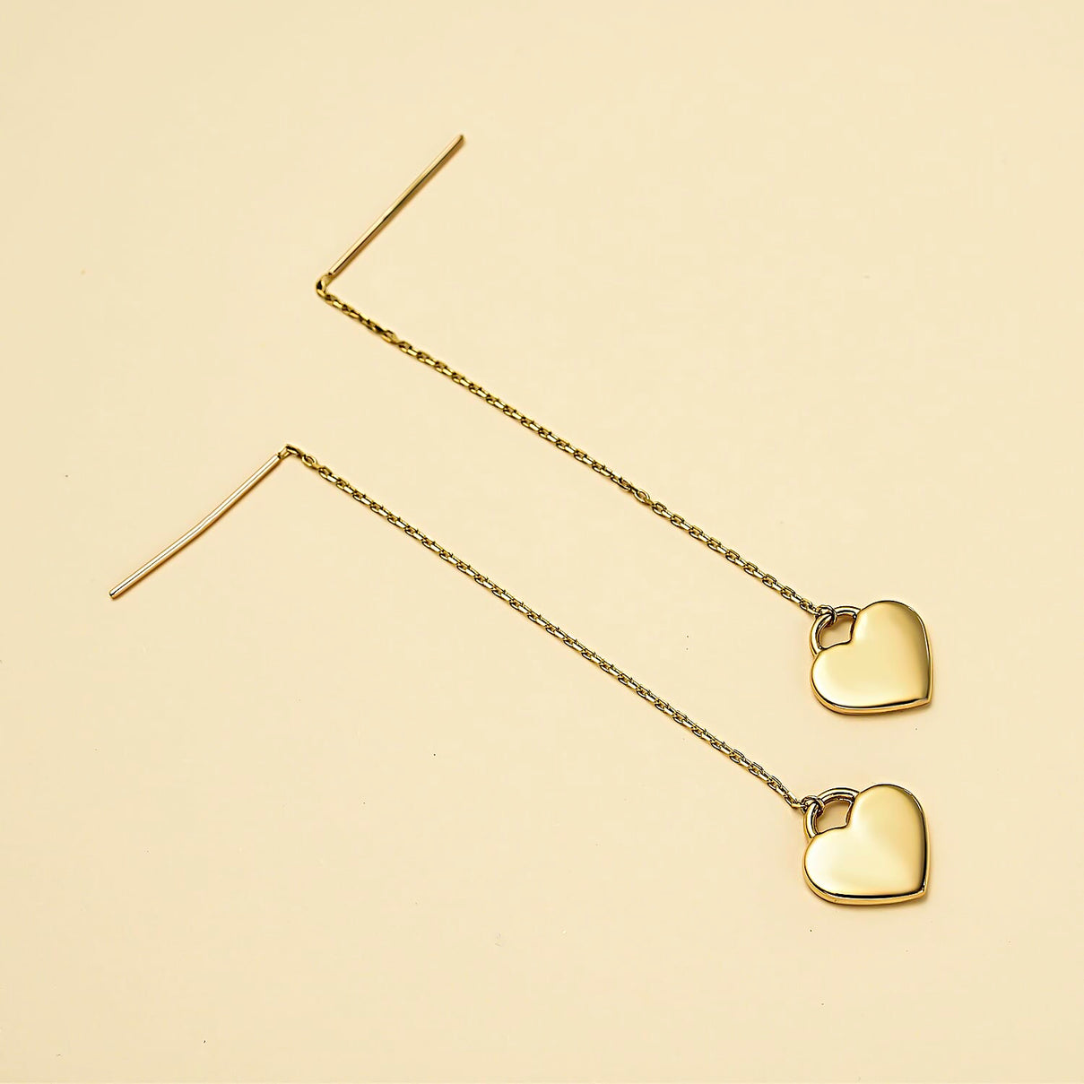 Hatton Garden Closeout -9K Yellow Gold Dangle Heart Earrings 7756970 1