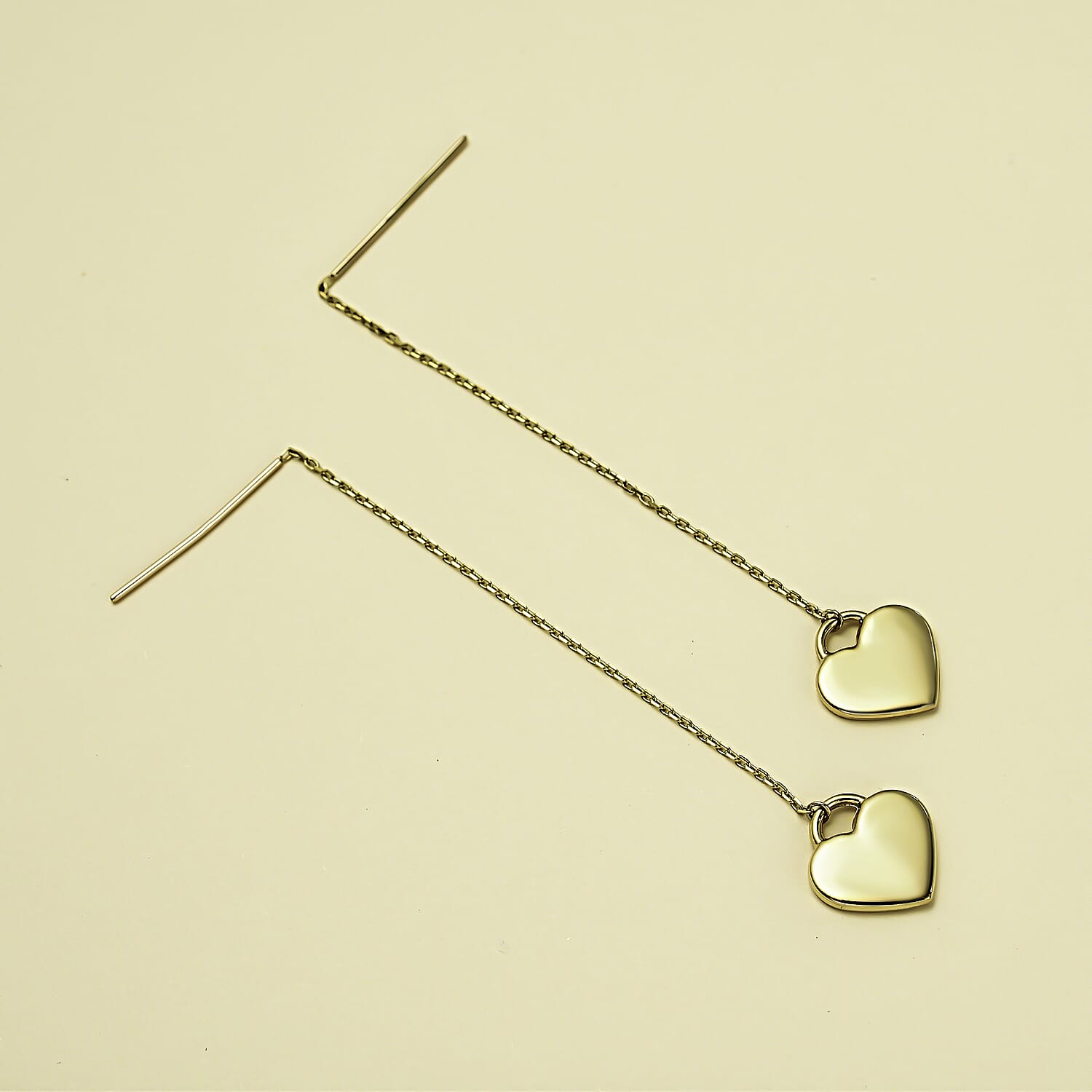 Hatton Garden Closeout -9K Yellow Gold Dangle Heart Earrings 7756970 1