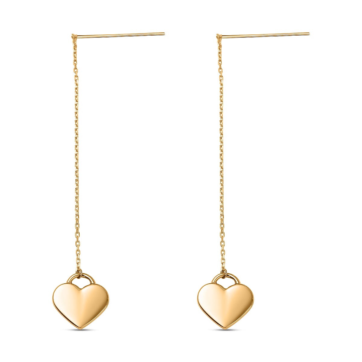 Hatton Garden Closeout -9K Yellow Gold Dangle Heart Earrings 7756970 2