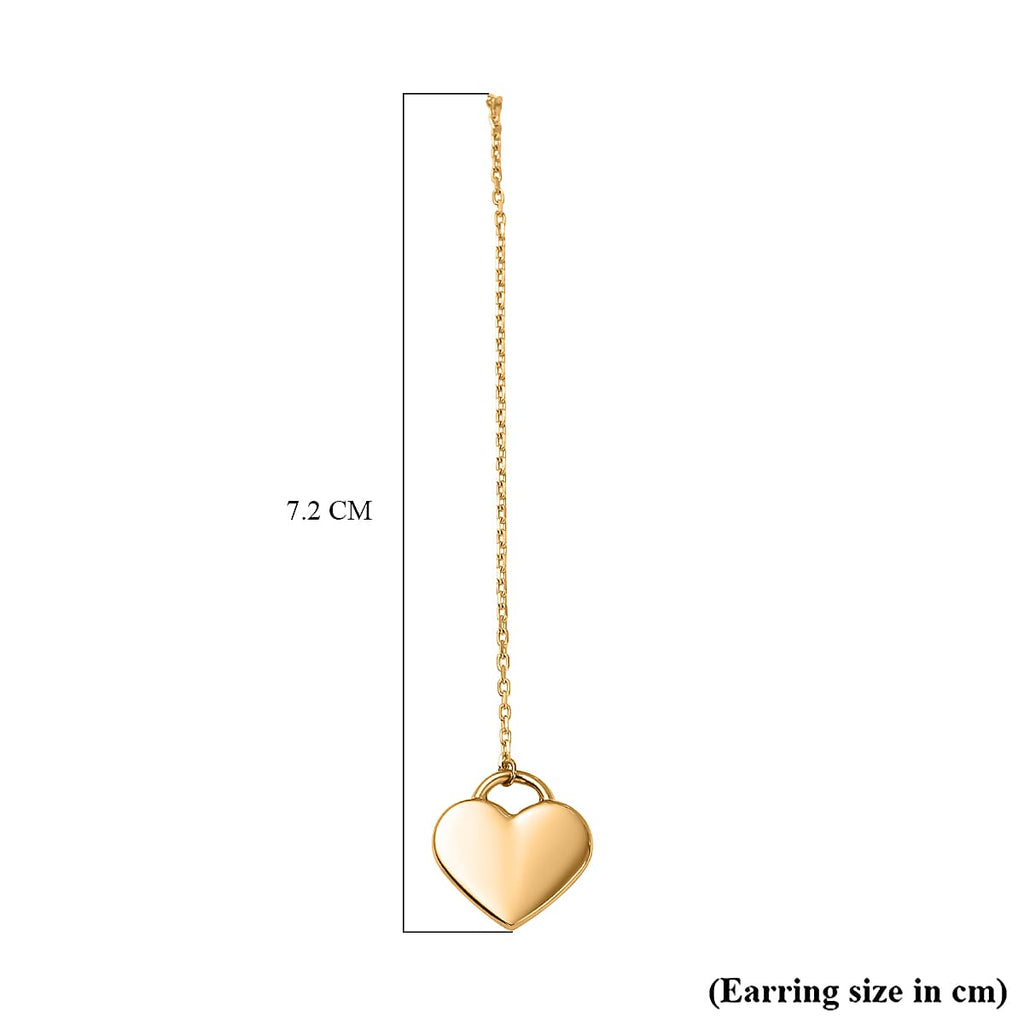 Hatton Garden Closeout -9K Yellow Gold Dangle Heart Earrings