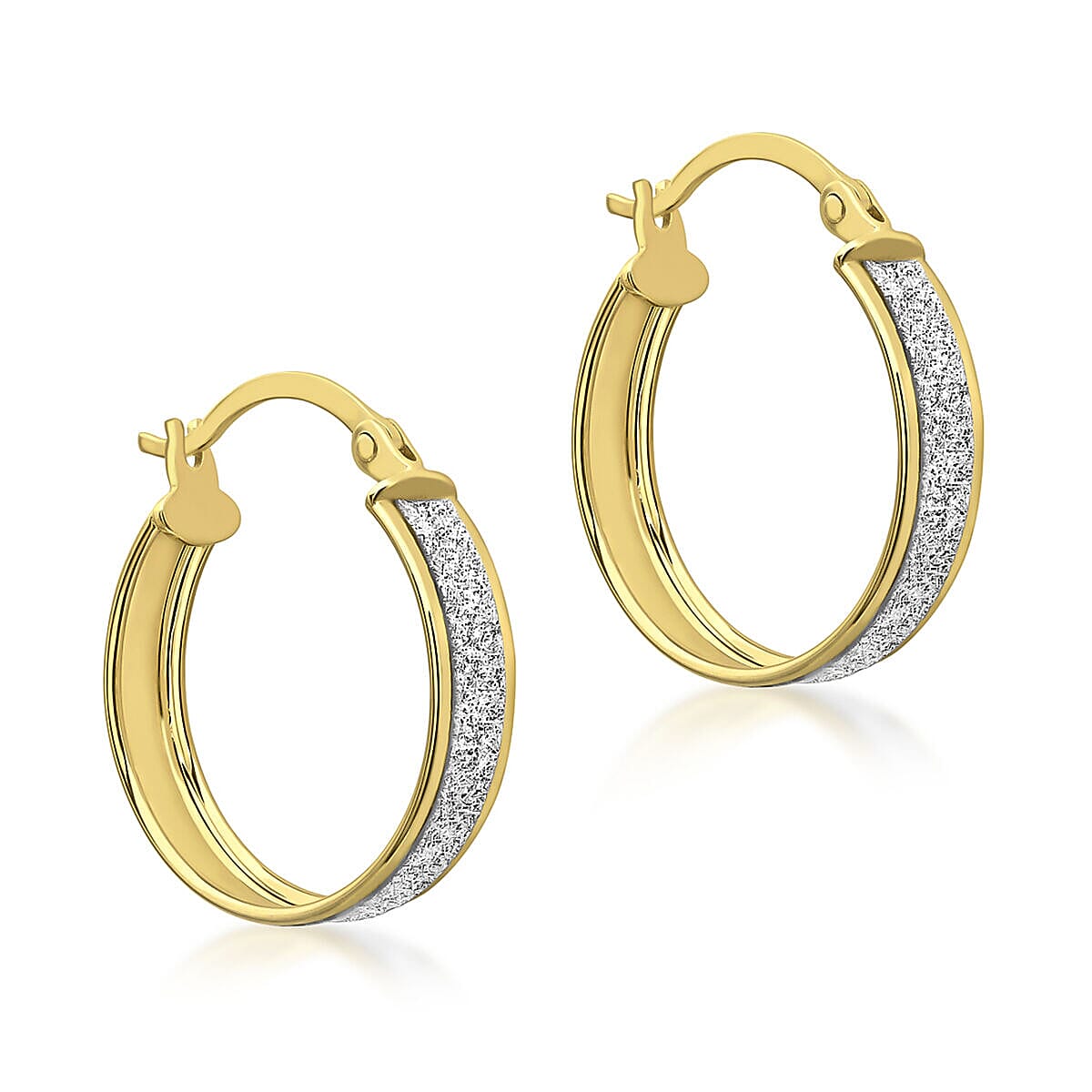 9K Yellow Gold 4mm Tube 19mm Stardust Creole Earrings 7337584 0