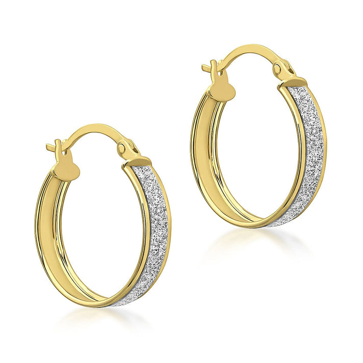 9K Yellow Gold 4mm Tube 19mm Stardust Creole Earrings 7337584 1