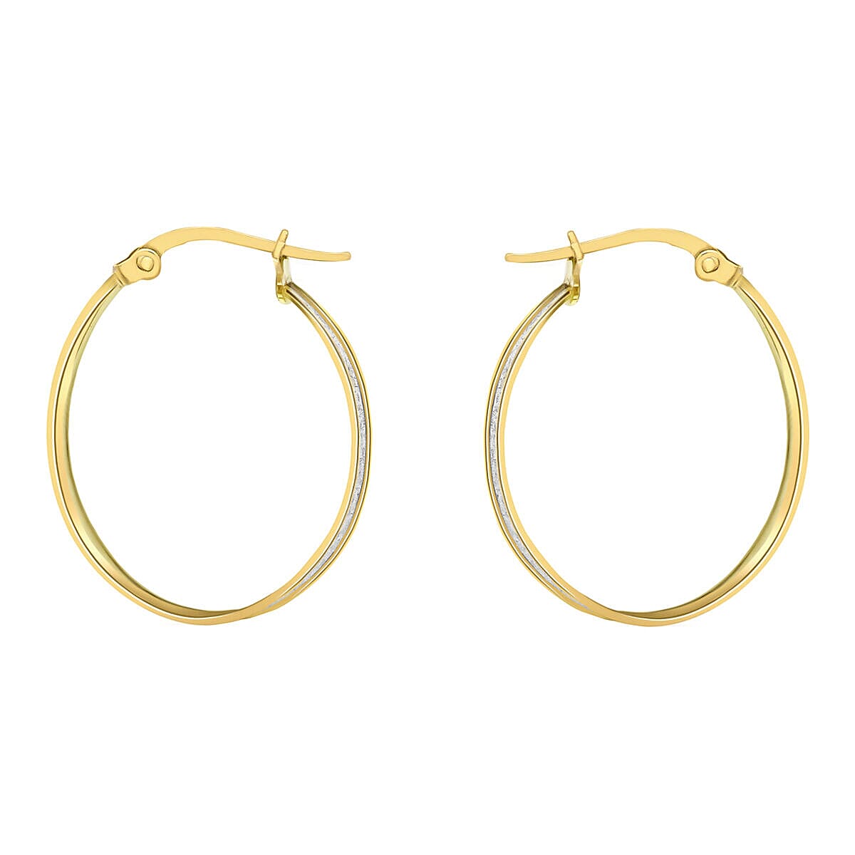 9K Yellow Gold 4mm Tube 19mm Stardust Creole Earrings 7337584 1