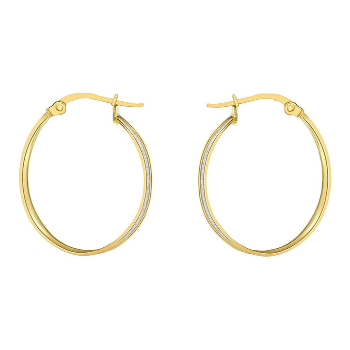 9K Yellow Gold 4mm Tube 19mm Stardust Creole Earrings 7337584 2