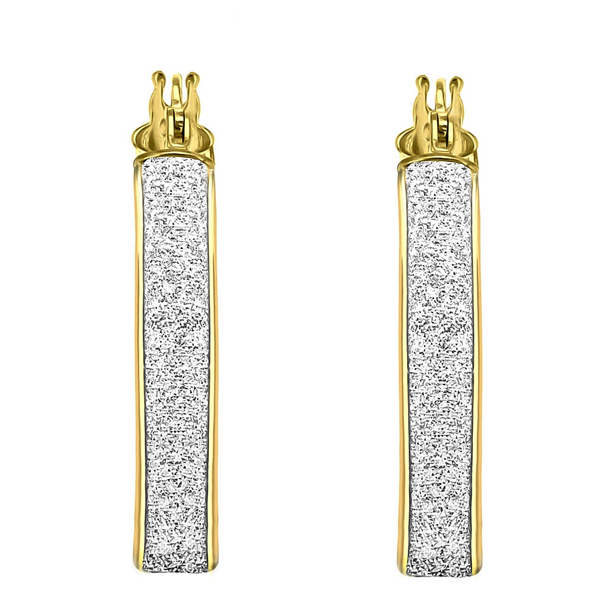 9K Yellow Gold 4mm Tube 19mm Stardust Creole Earrings 7337584 2