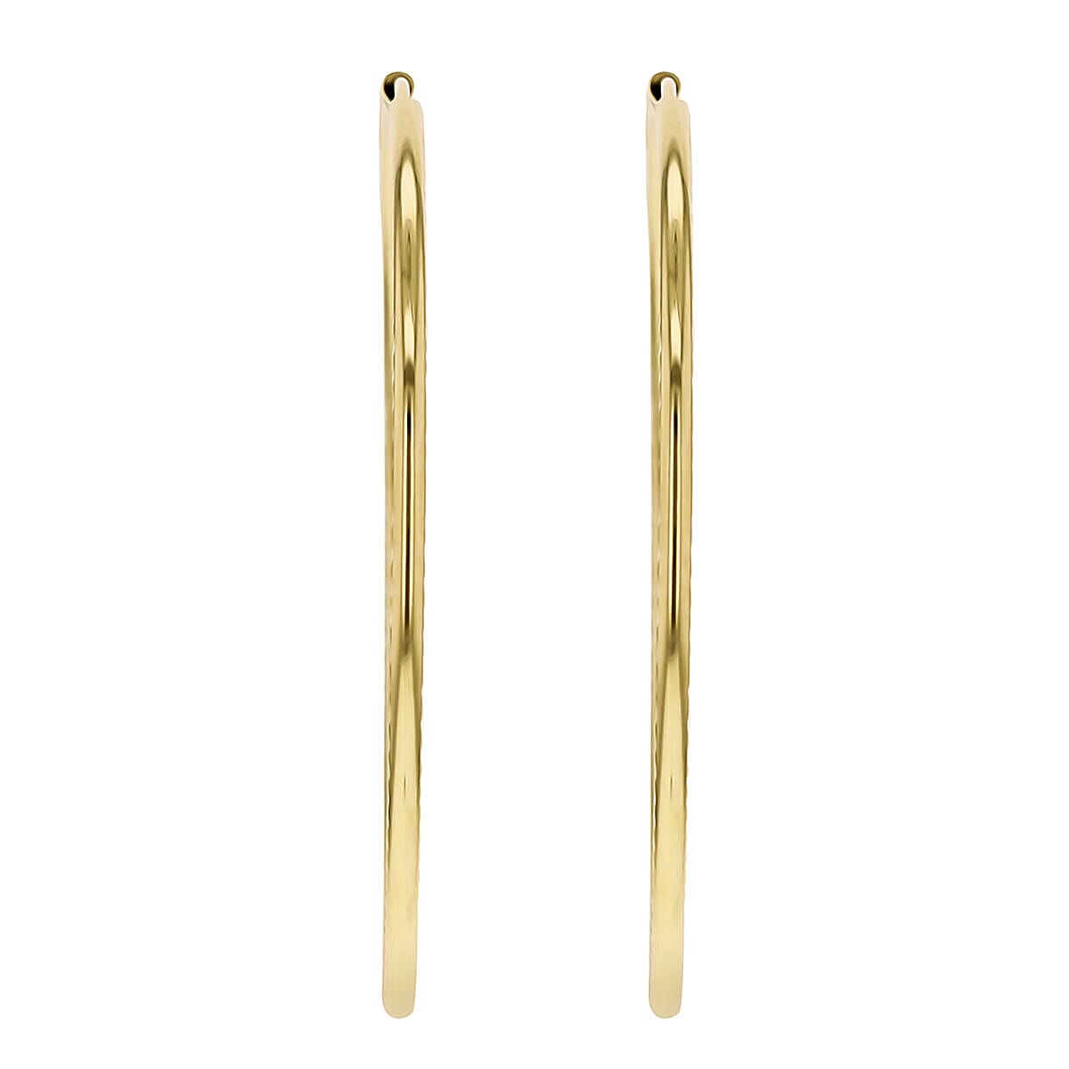 9K Yellow Gold Diamond Cut Faceted 1.5mm x 42mm Creole Earrings 7337796 2
