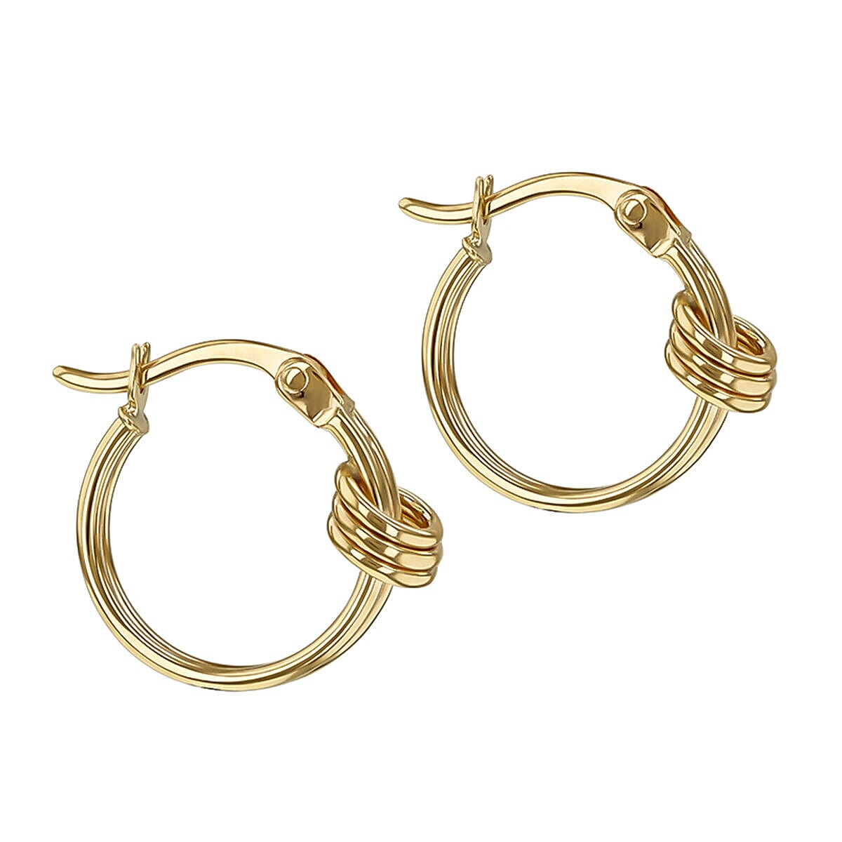 9K Yellow Gold Double Knot Earrings With Hinge Clasp 7337805 0