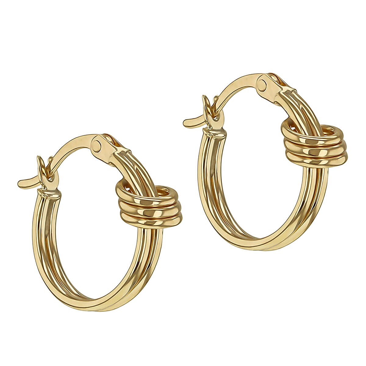 9K Yellow Gold Double Knot Earrings With Hinge Clasp 7337805 1