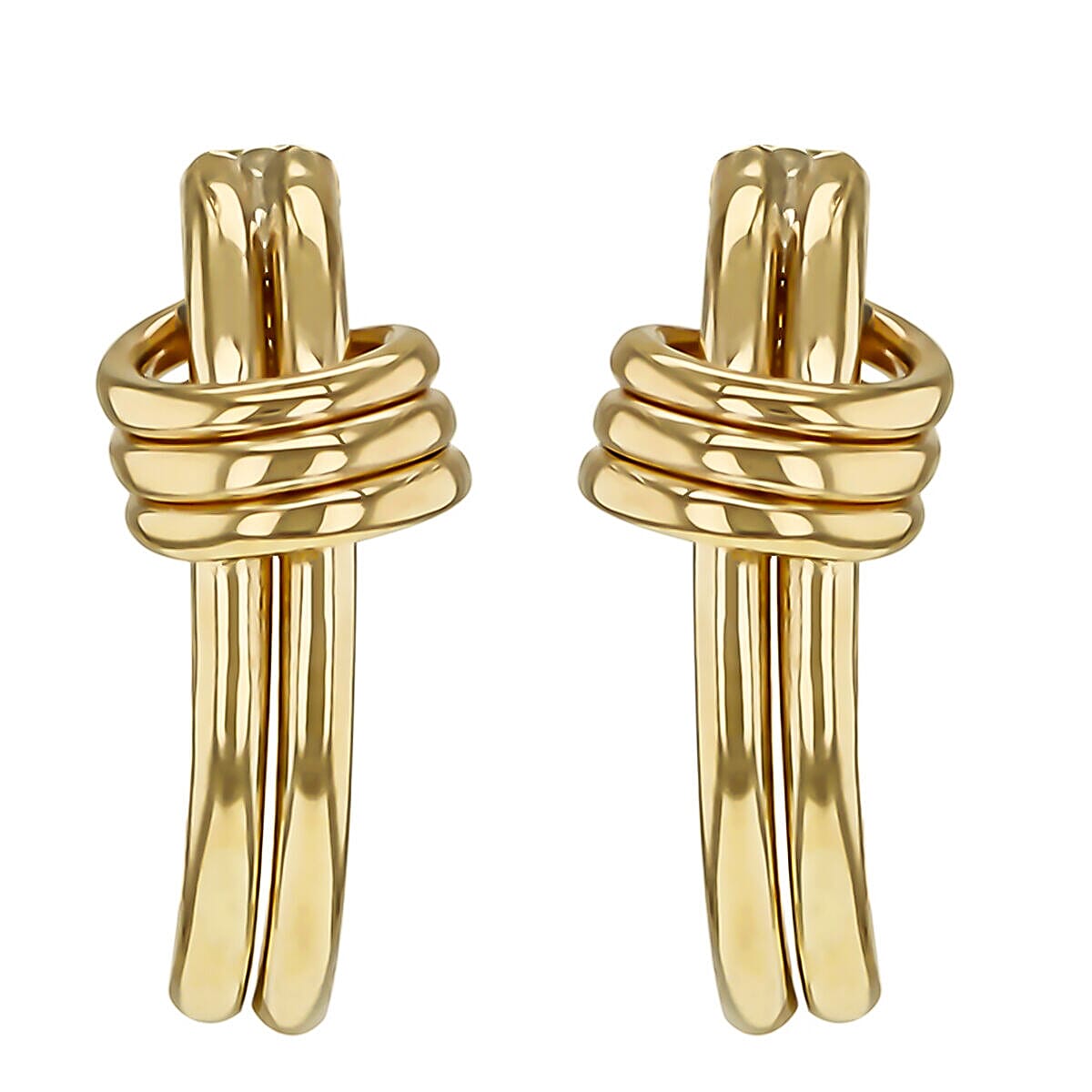 9K Yellow Gold Double Knot Earrings With Hinge Clasp 7337805 2