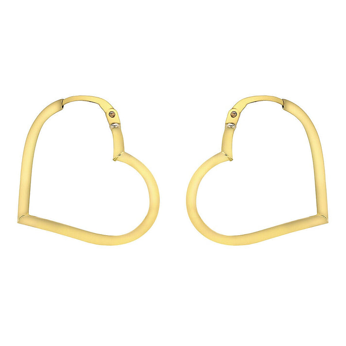 9K Yellow Gold 23mm x 23mm Heart Shaped Hoop Earrings 7337868 1
