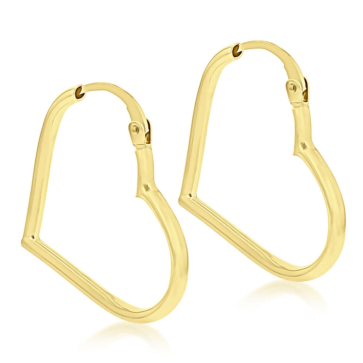 9K Yellow Gold 23mm x 23mm Heart Shaped Hoop Earrings 7337868 1