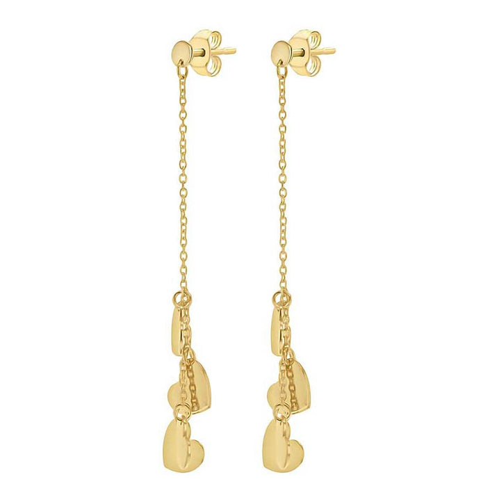 9K Yellow Gold 6mm x 6mm 3 Heart Drop Earrings 7338192 2