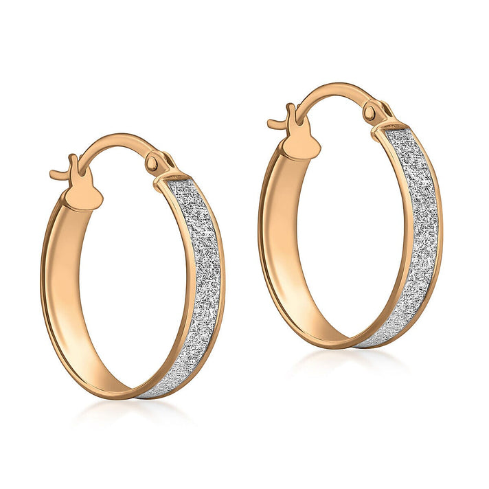 9K Rose Gold 4mm Tube 19mm Stardust Creole Earrings 7341470 1