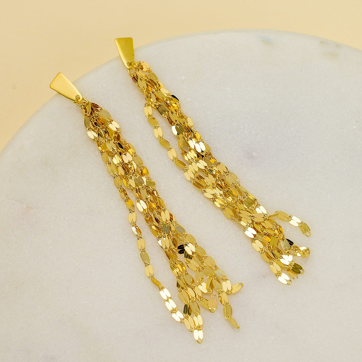 Maestro Collection - 9K Yellow Gold Mirror Tassel Earrings 7723004 1