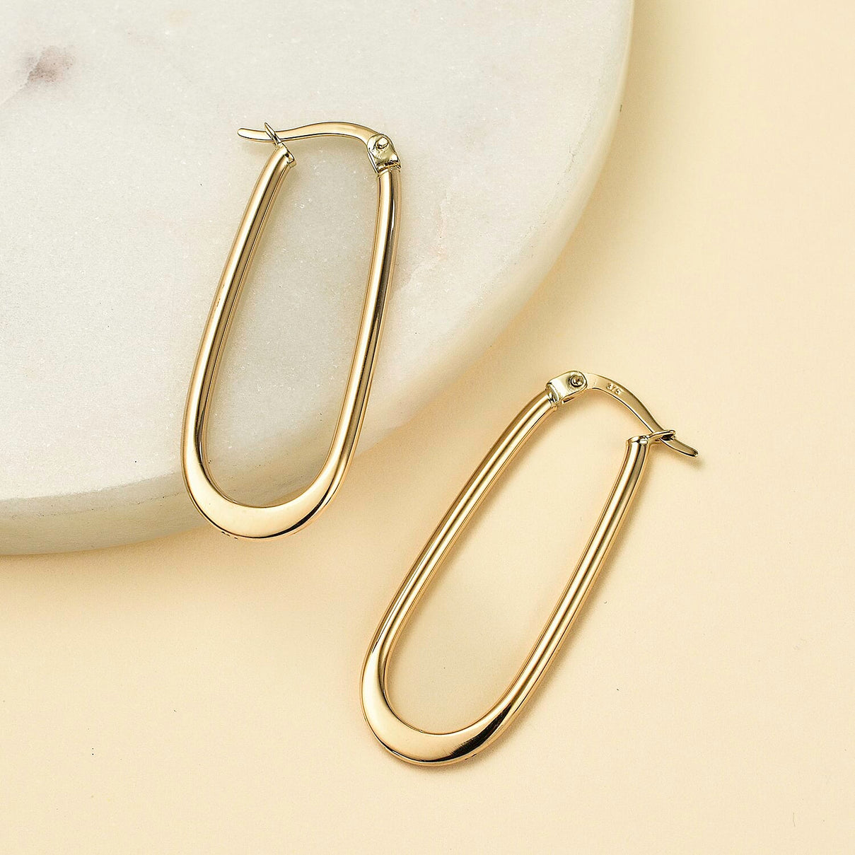Hatton Garden Closeout - 9K Yellow Gold Large Oval Earrings 7756982 1