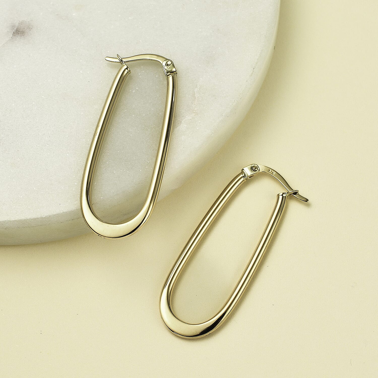 Hatton Garden Closeout - 9K Yellow Gold Large Oval Earrings 7756982 1