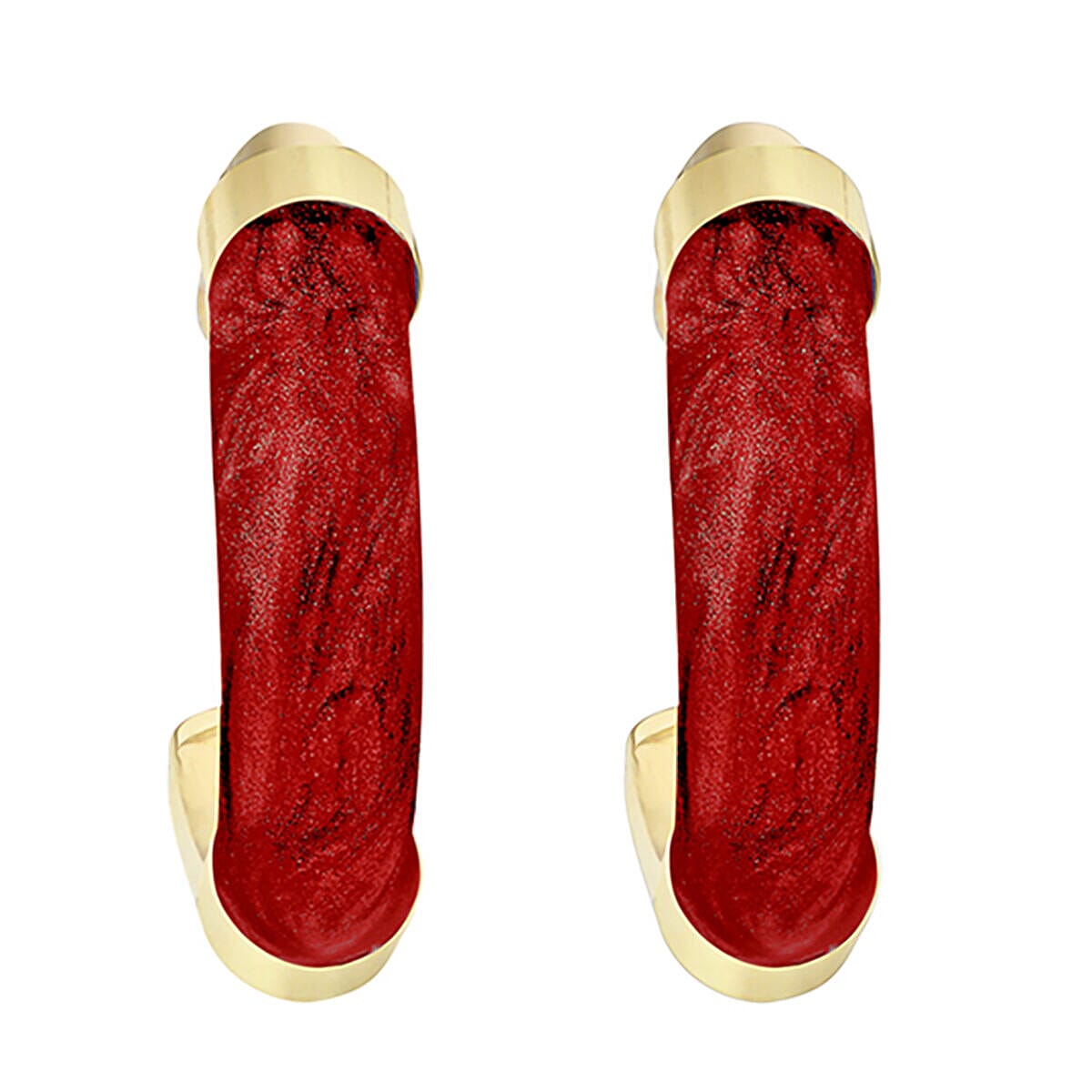 9K Gold 16.5mm Red Enamel Slightly Twisted Tube Hoop Earrings 7337726 2