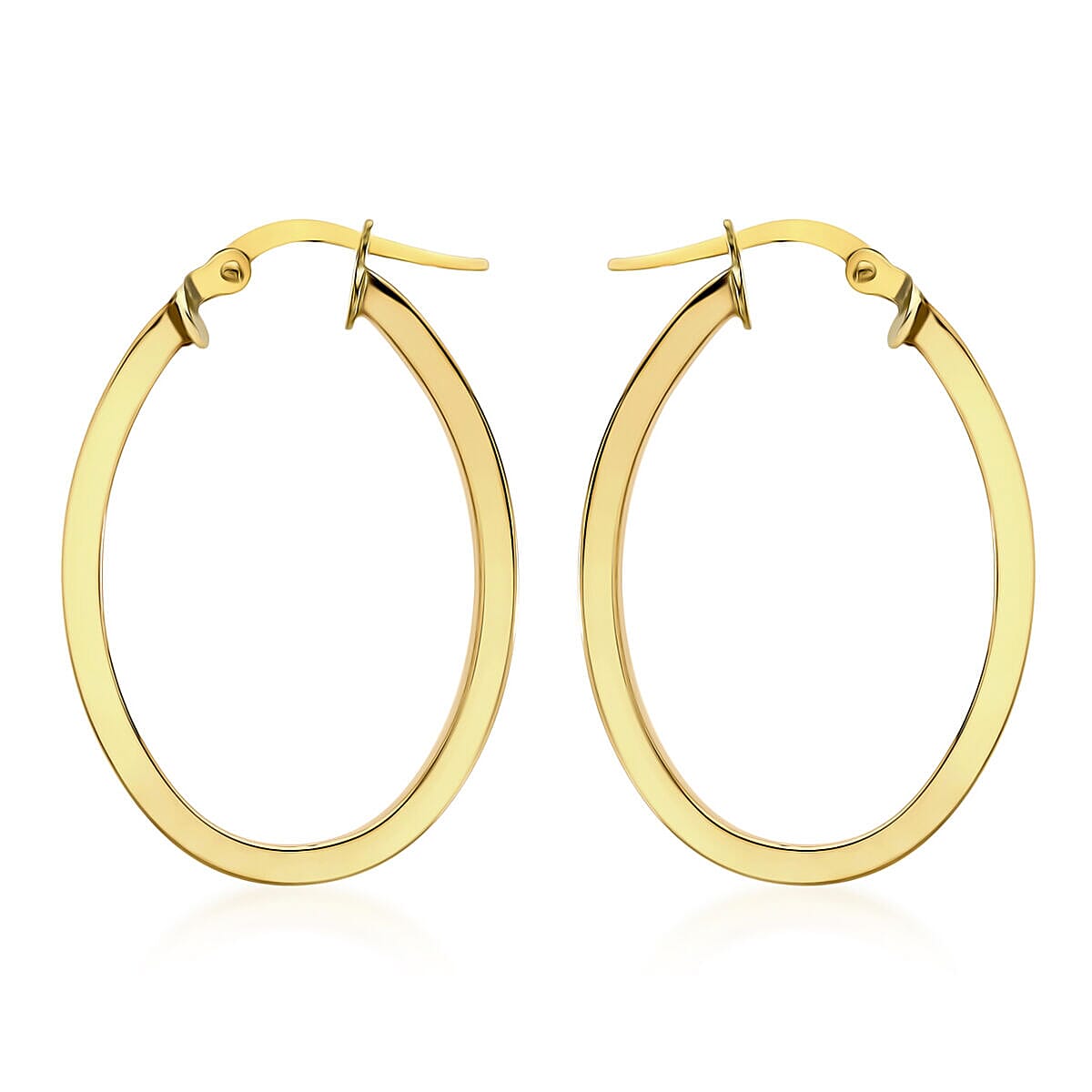 9K Yellow Gold 24mm x 35mm Oval Creole Earrings 7337849 0