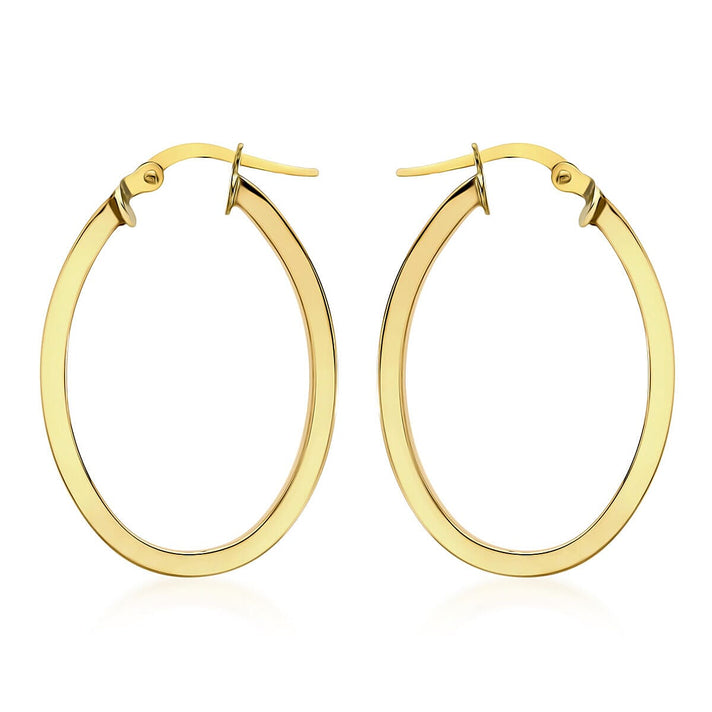 9K Yellow Gold 24mm x 35mm Oval Creole Earrings 7337849 1
