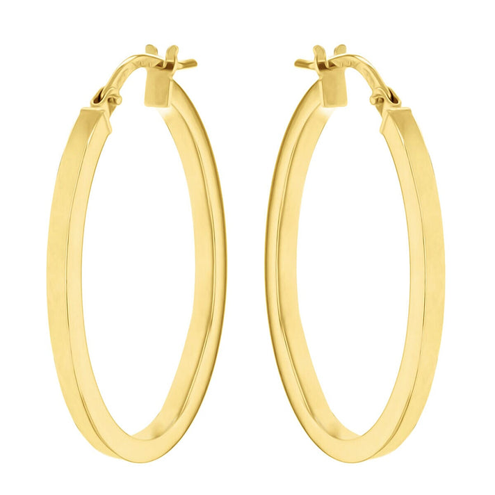 9K Yellow Gold 24mm x 35mm Oval Creole Earrings 7337849 2