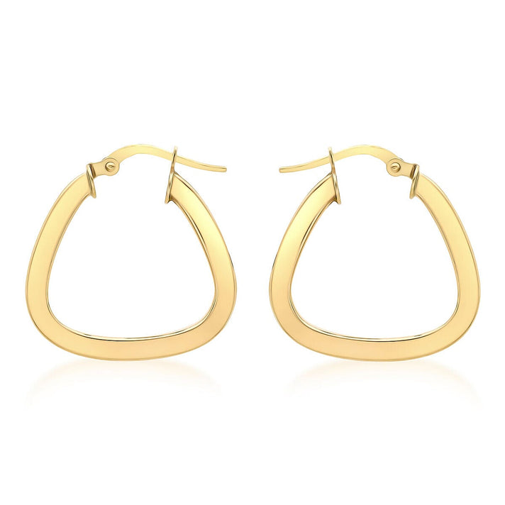 9K Yellow Gold 22mm x 22mm Triangle Shaped Creole Earrings 7337850 1