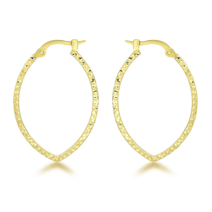 9K Yellow Gold 21mm x 31mm Diamond Cut Oval Creole Earrings 7337856 1