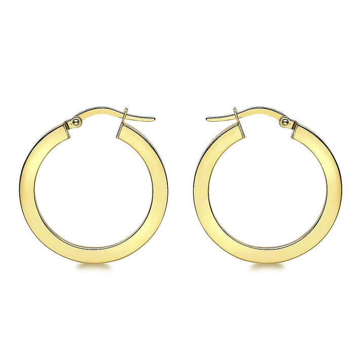9K Yellow Gold 26mm Flat Creole Earrings 7337857 1