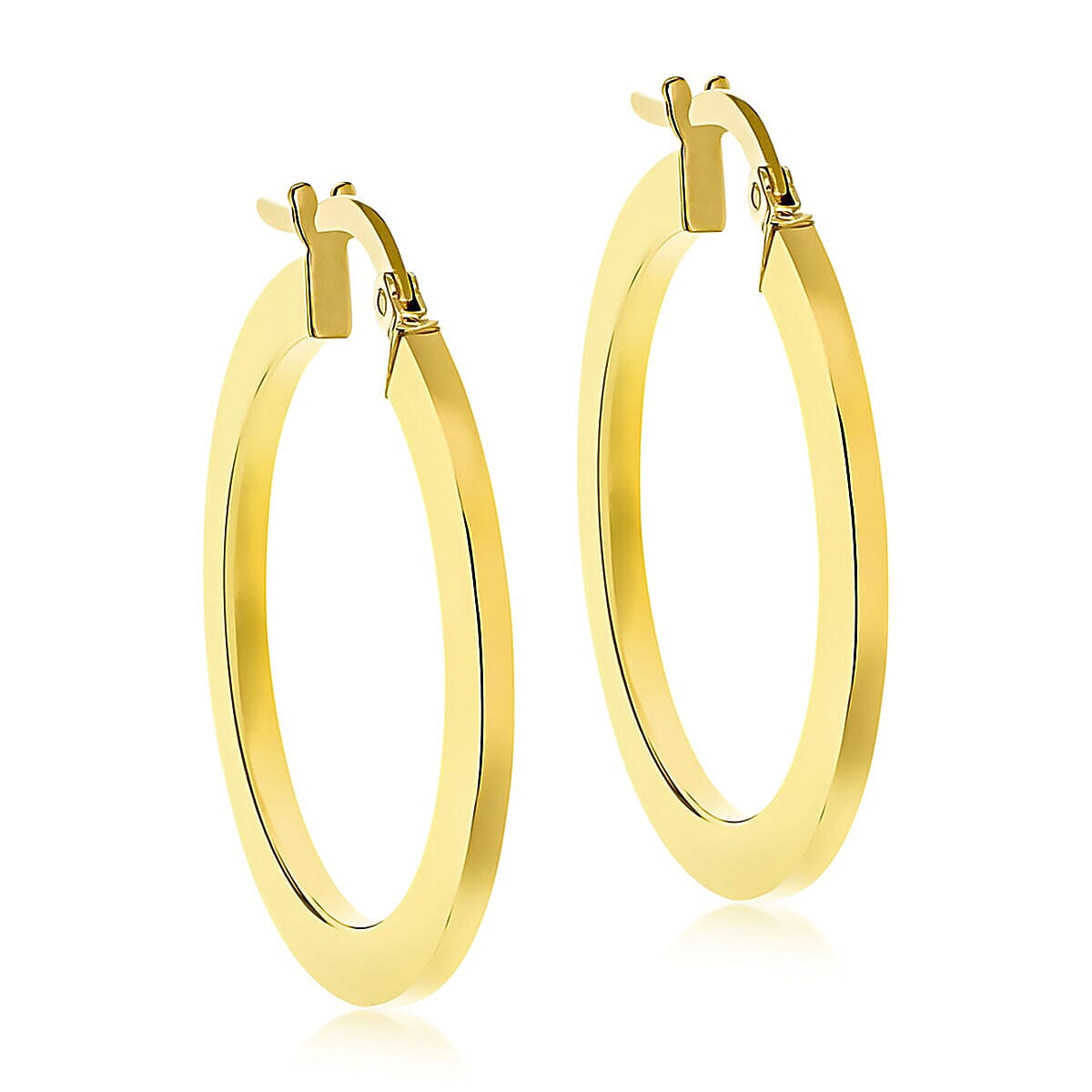 9K Yellow Gold 26mm Flat Creole Earrings 7337857 1