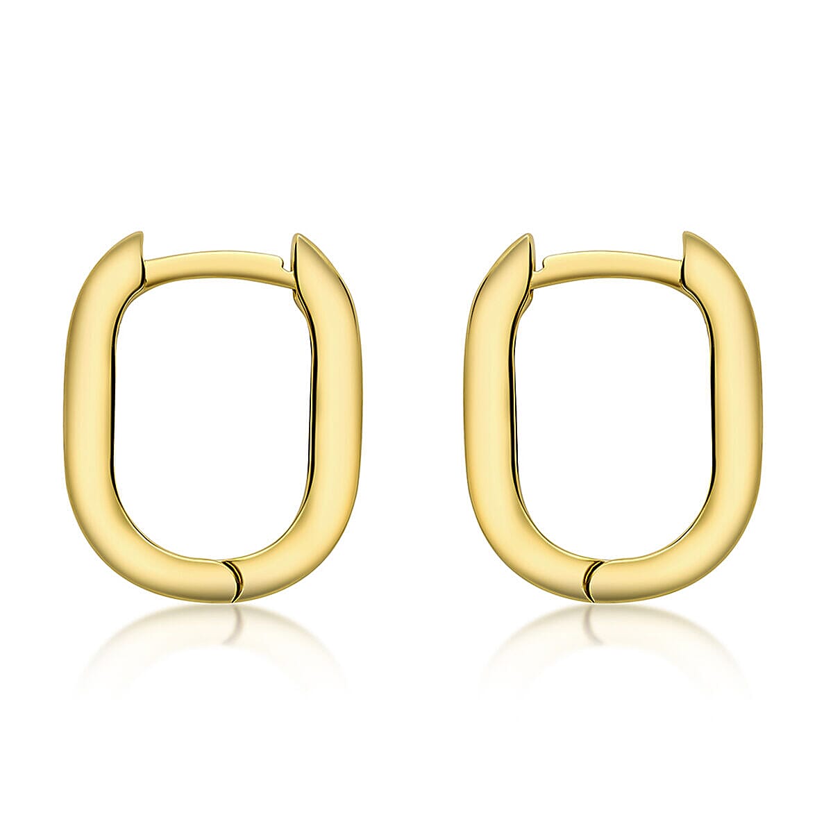 9K Yellow Gold 10.5mm x 13.5mm Rectangular Hoop Creole Earrings 7338097 0