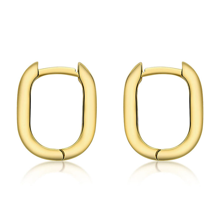 9K Yellow Gold 10.5mm x 13.5mm Rectangular Hoop Creole Earrings 7338097 1