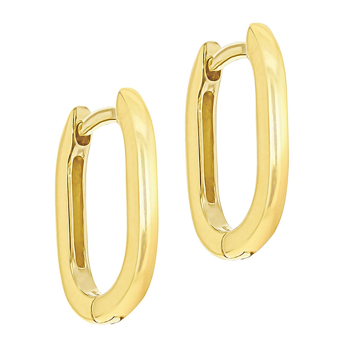 9K Yellow Gold 10.5mm x 13.5mm Rectangular Hoop Creole Earrings 7338097 1