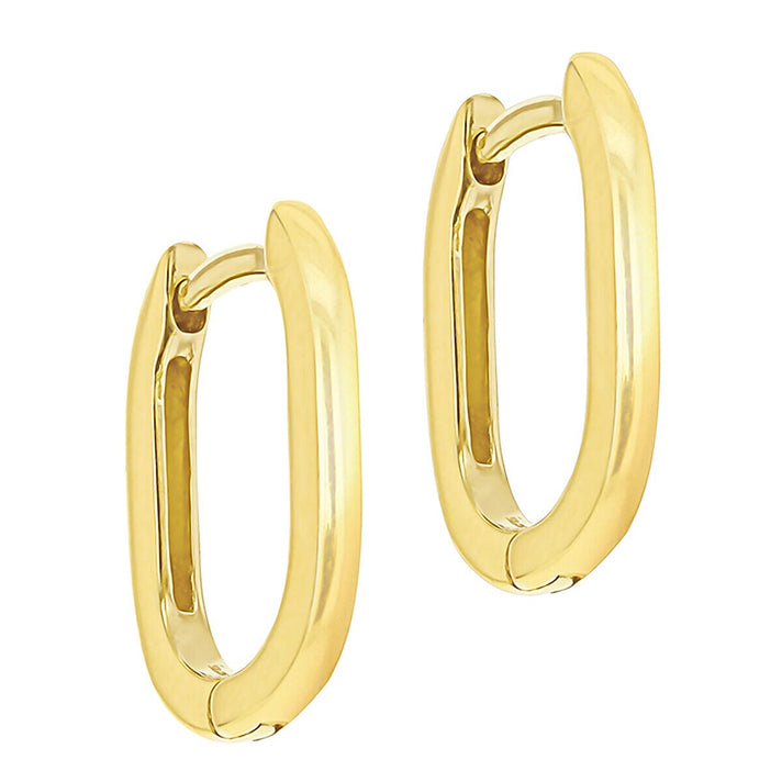 9K Yellow Gold 10.5mm x 13.5mm Rectangular Hoop Creole Earrings 7338097 2